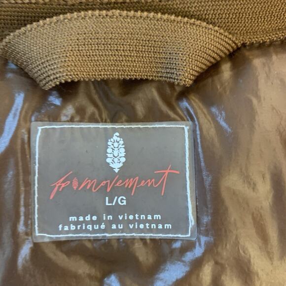 Free People FP MOVEMENT Patricia Packable Poncho Puffer Jacket Brown Large *READ - Picture 11 of 16